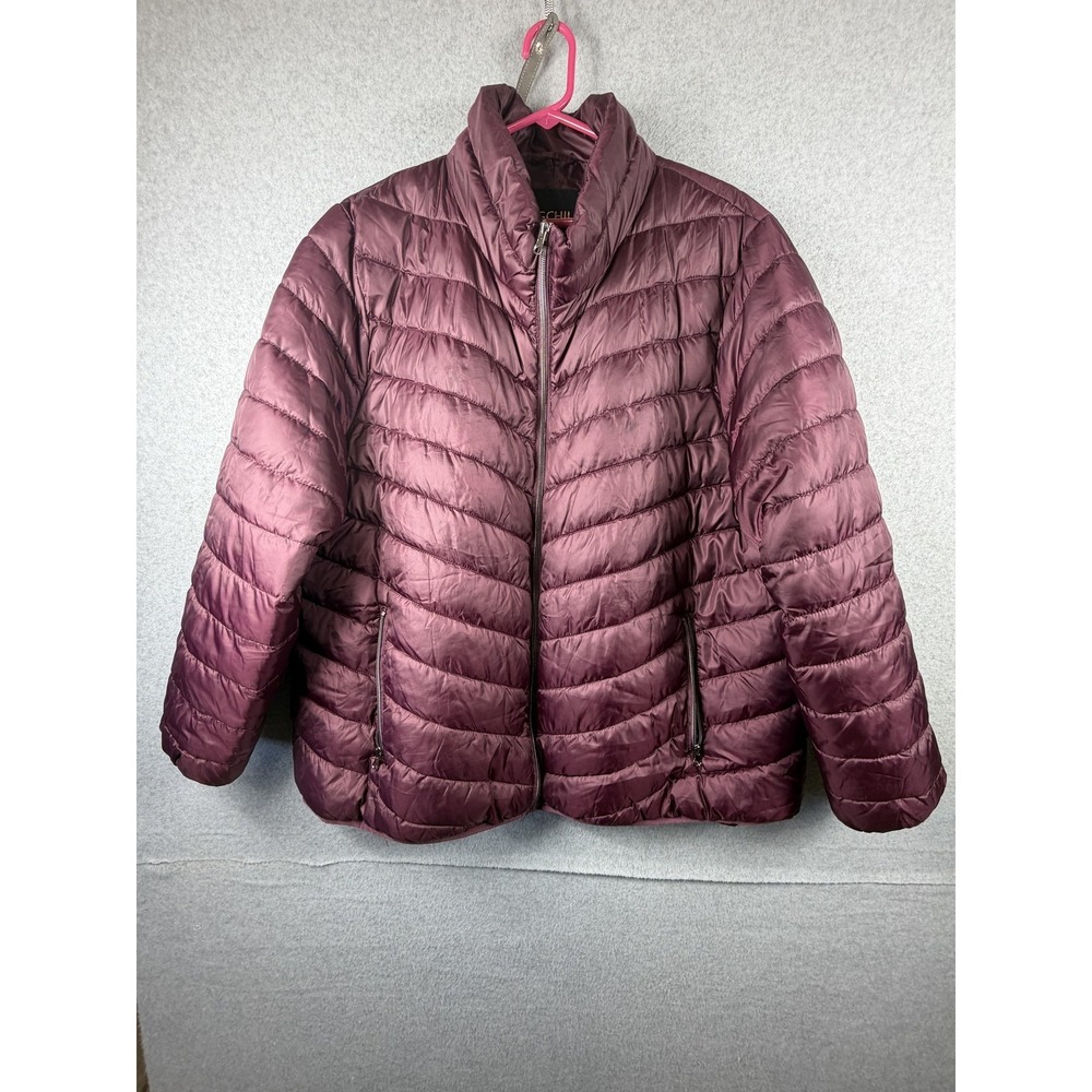 Big Chill Jacket Womens 3X Purple Quilted Puffer Full Zip Lightweight Warm